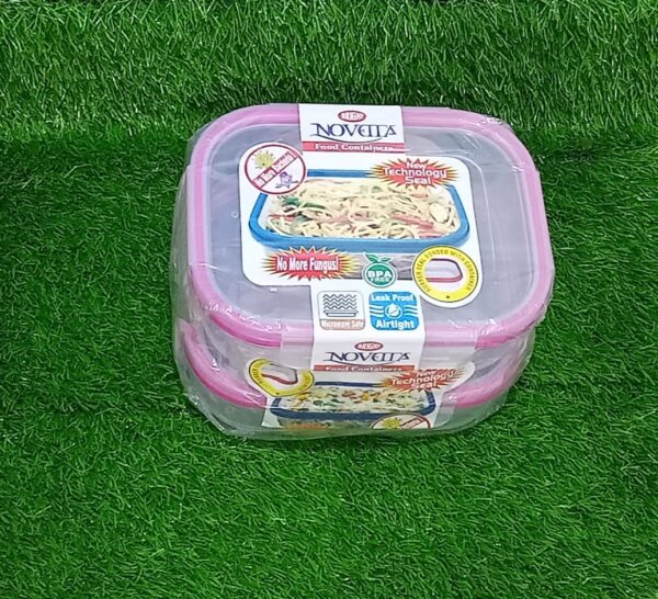 (NW000316) Novetta Box Large - Pack of 2 Pcs -   BPA Free Food Storage Containers Set with Hinged Locking Snap Lids  Lunch Boxes (Pack of 2) (Random Color) - Image 2