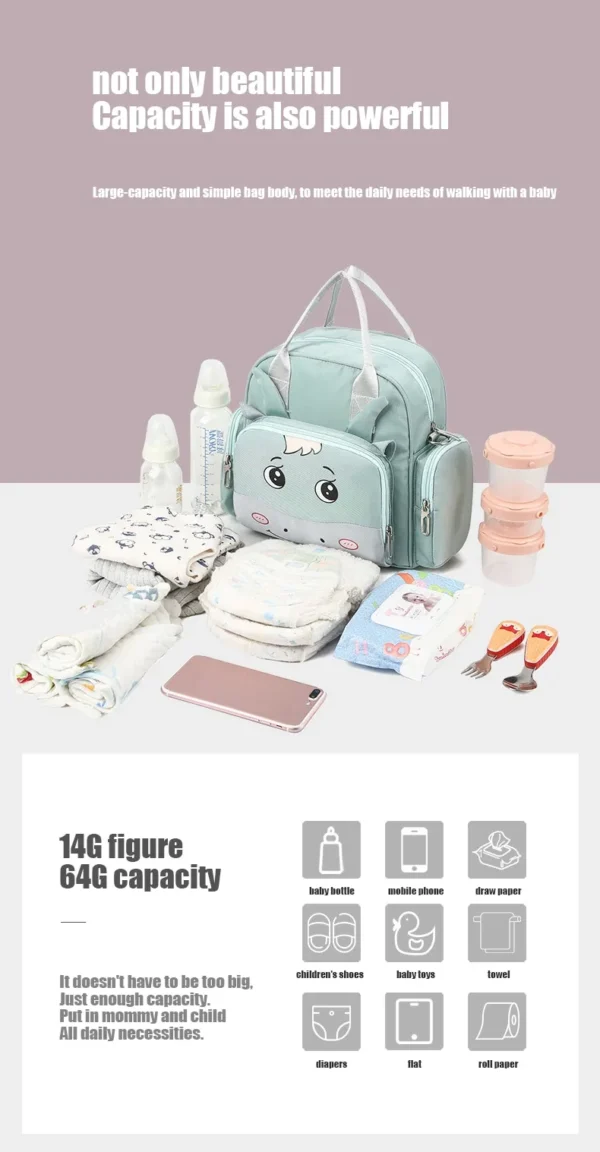 (NW000105) Maternity Bag For Baby Bags For Mom Cartoon Pattern Maternity Backpack Baby Nappy Bag (random color) - Image 3